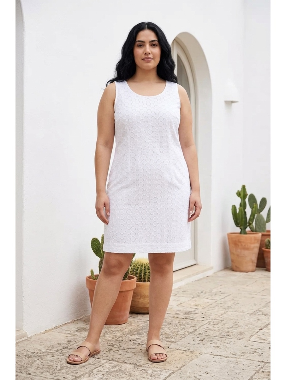 IZOD White Sleeveless Eyelet Dress Size 12